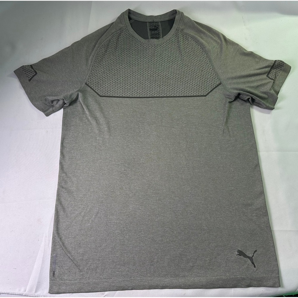 Puma DryCell Training Shirt‎ Mens Large Grey Heathered Mesh Vent Gym Performance